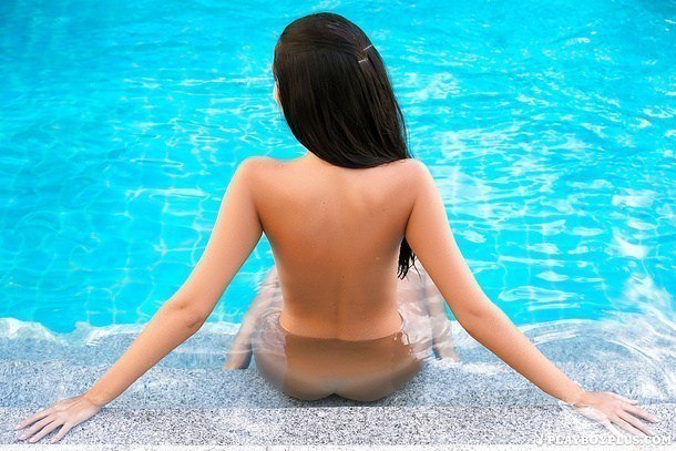 Slim Ukrainian angel Pamela modeling by the pool