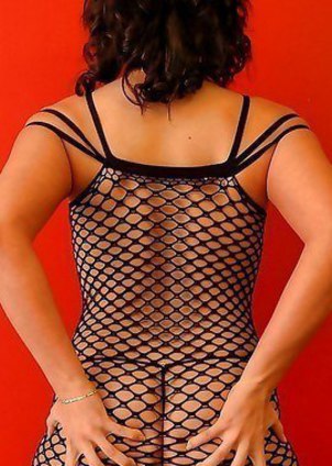Bootyful and boobyful Sweet Krissy wear Black Mesh
