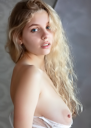 Mila Amour Unhooking Her White Lace Bra To Let Her Big Breasts Bounce Free