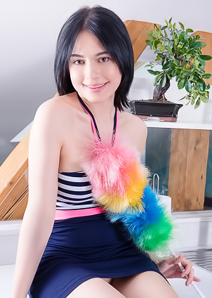 Baiba Offers A Mouthwatering Rear View Of Her Plump-lipped Smooth-shaved Pussy