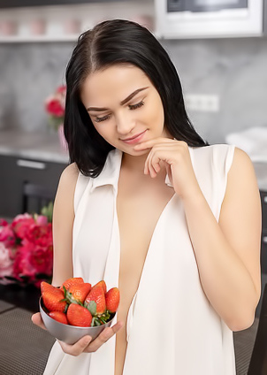 Cute Brunette Mileva Slides Her White Lace Panties Down