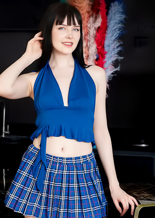 Amelia Riven Flips Up Her Plaid Skirt For A Flash Of Her Panties