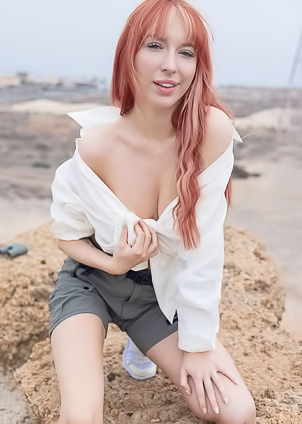 Lilly Mays Teases In The Outdoors With Long Hair And Sneakers On Display