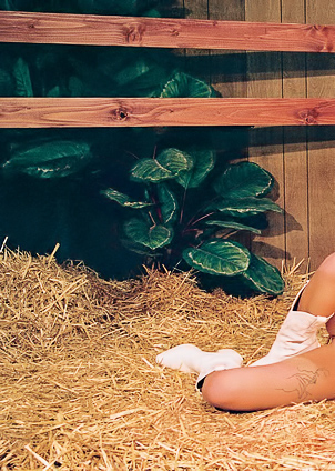 Ryan Reid Strips In Silky Lingerie Against Wooden Fence Of Ranch