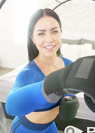 Alina Lopez Slowly Kneels Back Nude On Bed Pouting With Black Hair Curtain