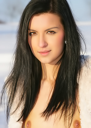 Katie Entices by Bed with Snowy Nude and Boots